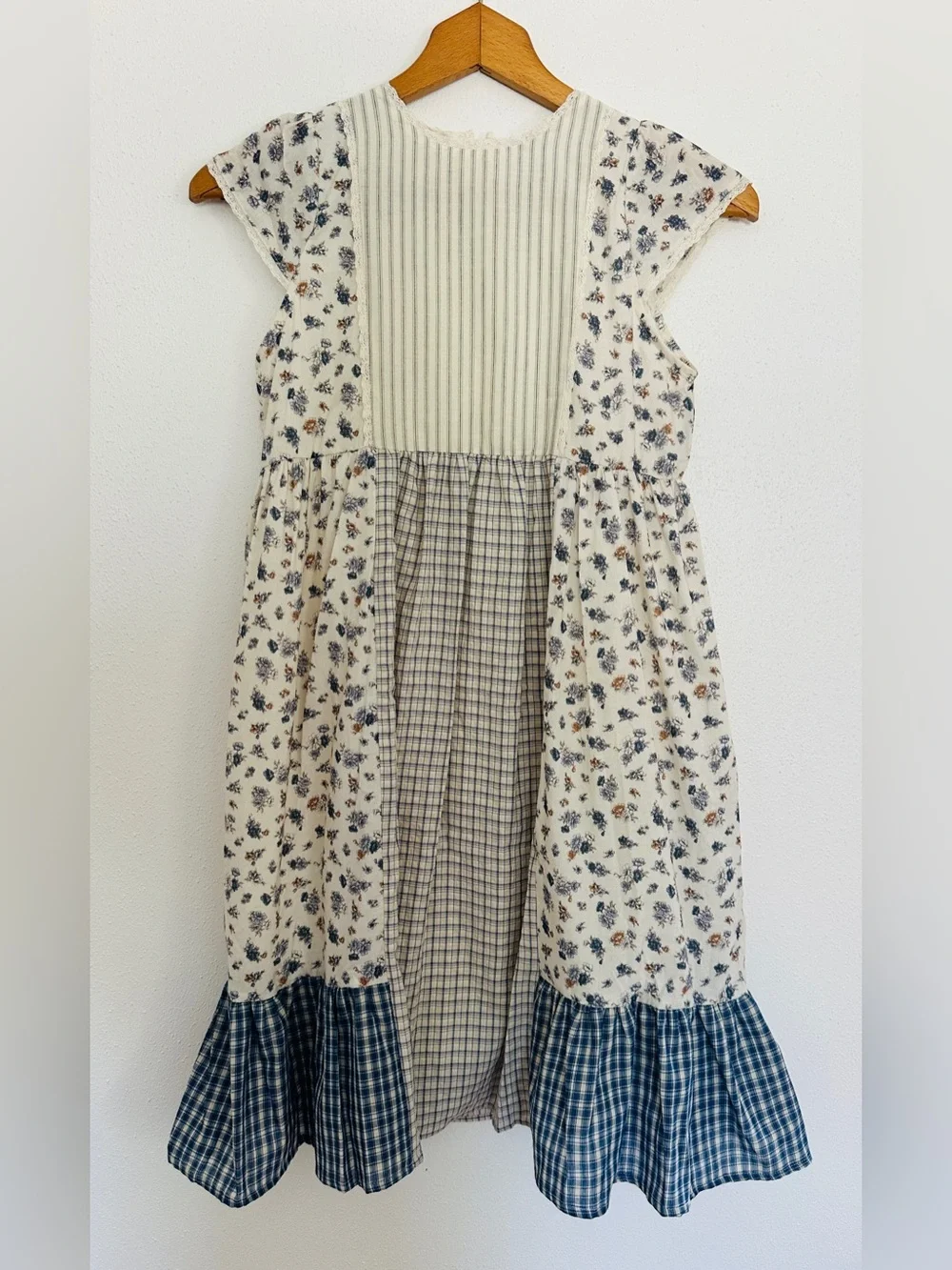Louisiella Marta Patchwork Dress Floral Plaid NWT Size 12Y